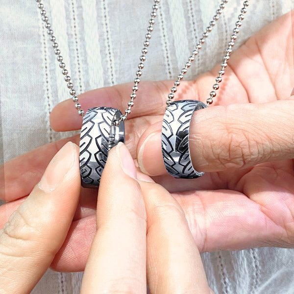 Ride Together, Forever Linked - Couple Wheel Ring Necklaces For Couples Who Live To Ride - Ragngk