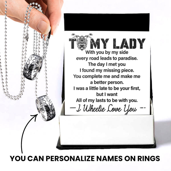 Personalized Couple Wheel Ring Necklaces - Biker - To My Lady - I Want All Of My Lasts To Be With You - Ragngk13002