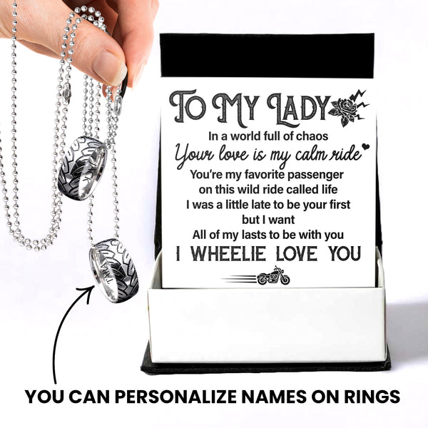 Personalized Couple Wheel Ring Necklaces - Biker - To My Lady - Your Love Is My Calm Ride - Ragngk13001