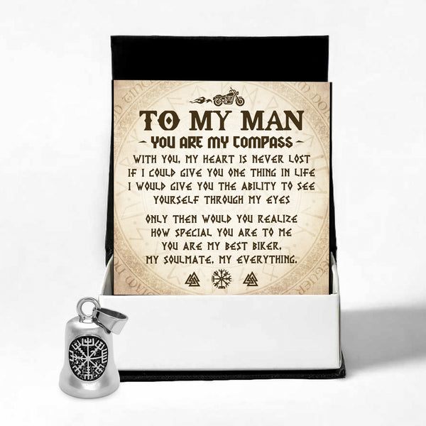 Personalized Viking Compass Bell - Biker - To My Man - With You, My Heart Is Never Lost - Ragnzv26005