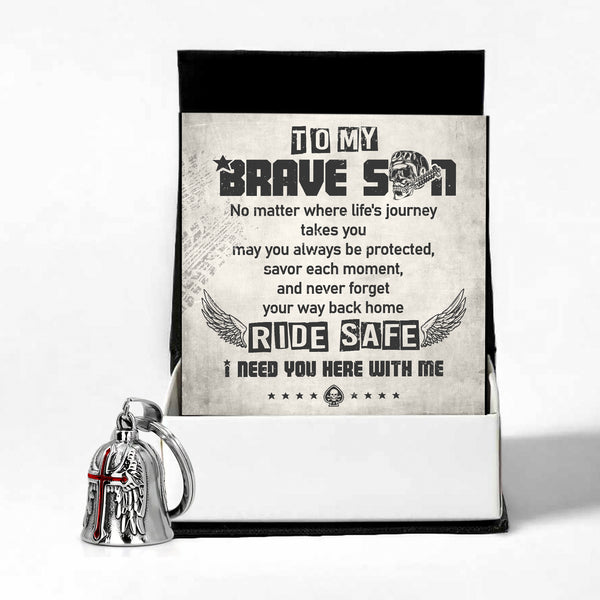 Personalized Cross Wings Motorcycle Bell - Biker - To My Brave Son - May You Always Be Protected - Ragnml16007