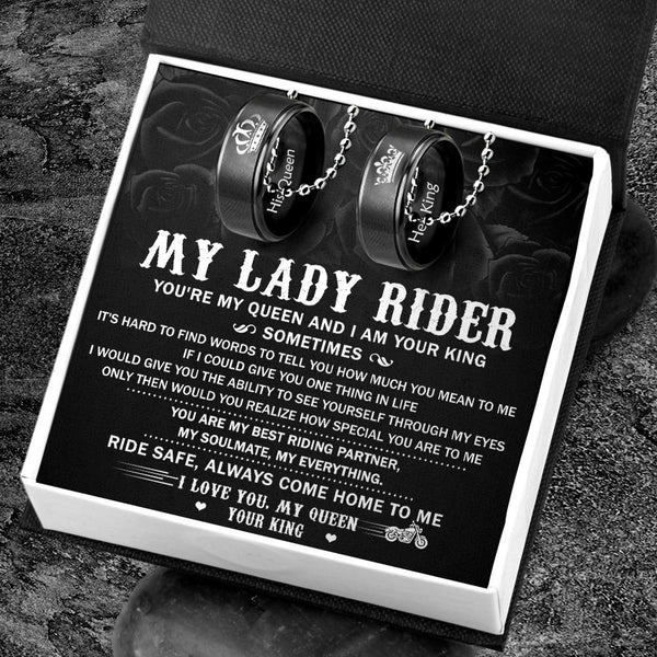 Personalized Biker Couple Pendant Necklaces - My Lady Rider - Ride Safe, Always Come Home To Me - Ragnw13002