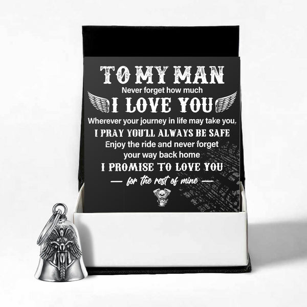 Personalized Angel Wings Motorcycle Bell - Biker - To My Man - I Promise To Love You For The Rest Of Mine - Ragnme26002