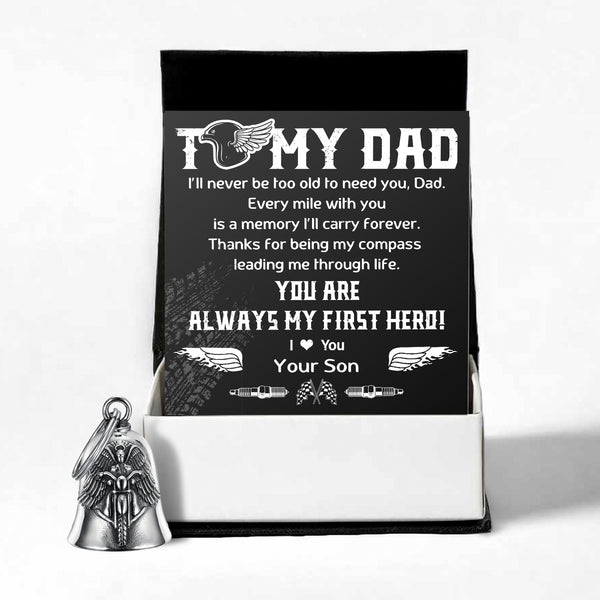 Personalized Angel Wings Motorcycle Bell - Biker - To My Dad - From Son - I’ll Never Be Too Old To Need You - Ragnme18005