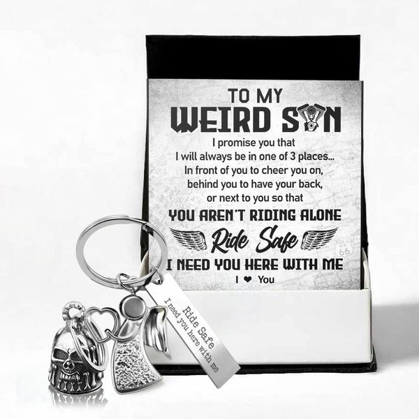 Combo Skull Gremlin Bell - Guardian Keychain - Biker - To My Weird Son - You Aren’t Riding Alone - Ragnmk16001