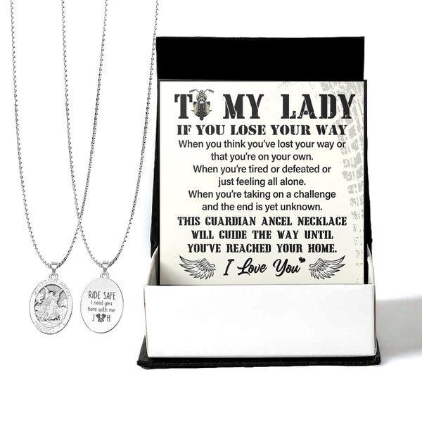 Personalized Guardian Angel Necklace - Biker - To My Lady - I Need You Here With Me - Ragngl13001