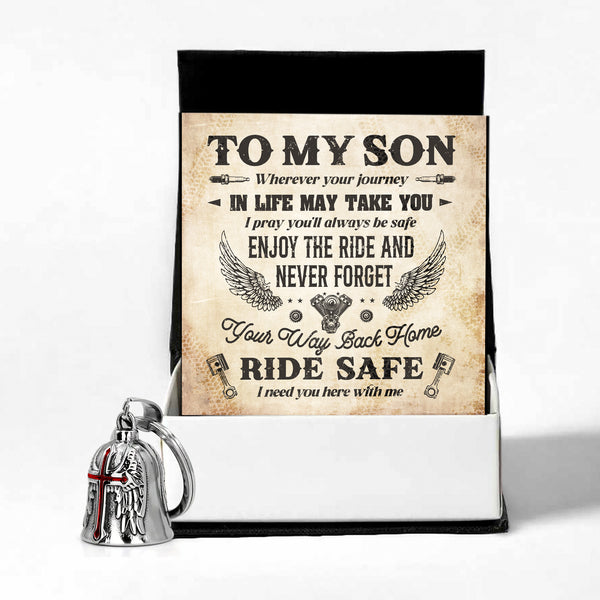 Personalized Cross Wings Motorcycle Bell - Biker - To My Son - I Pray You’ll Always Be Safe - Ragnml16003