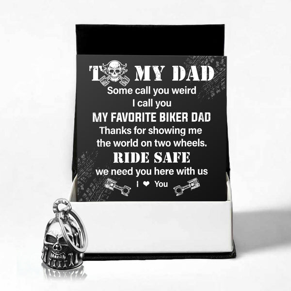 The Special Edition Chrome Skull Motorcycle Bell - Biker - To My Dad - Thanks For Showing Me The World On Two Wheels - Ragbbt18002