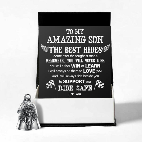 Personalized Angel Wings Motorcycle Bell - Biker - To My Amazing Son - I Will Always Ride Beside You - Ragnme16005