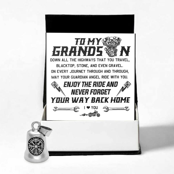 Personalized Viking Compass Bell - Biker - To My Grandson - May Your Guardian Angel Ride With You - Ragnzv22005