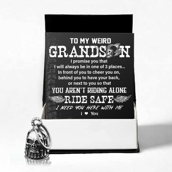 The Special Edition Chrome Skull Motorcycle Bell - Biker - To My Weird Grandson - You Aren’t Riding Alone - Ragbbt22003