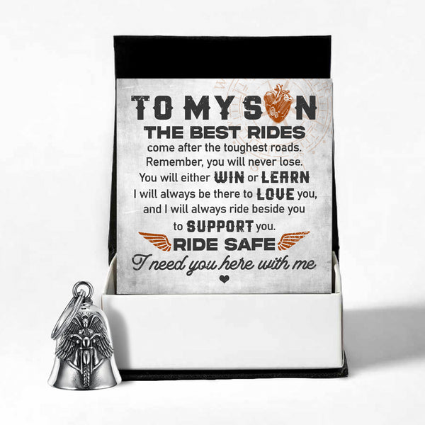 Personalized Angel Wings Motorcycle Bell - Biker - To My Son - I Will Always Ride Beside You To Support You - Ragnme16007