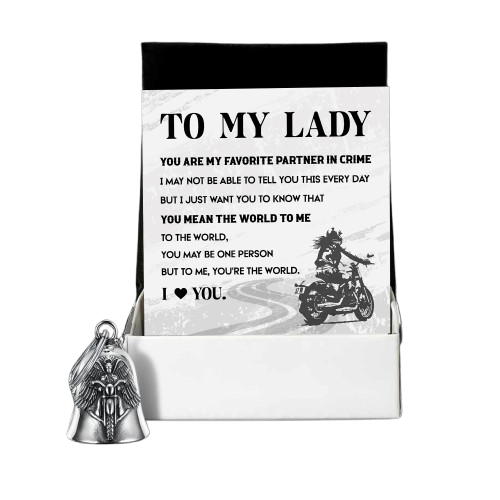 Personalized Angel Wings Motorcycle Bell - Biker - To My Lady - You Mean The World To Me - Ragnme13006