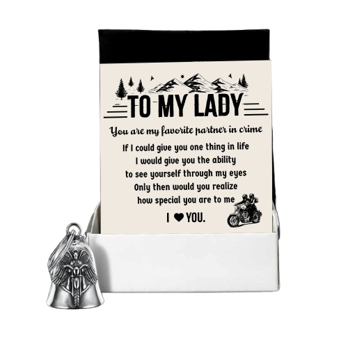 Personalized Angel Wings Motorcycle Bell - Biker - To My Lady - You Are My Favorite Partner In Crime - Ragnme13005