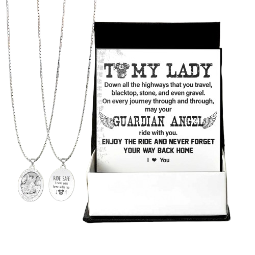 Personalized Guardian Angel Necklace - Biker - To My Lady - Enjoy The Ride - Ragngl13004