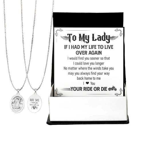 Personalized Guardian Angel Necklace - Biker - To My Lady - I Need You Here With Me - Ragngl13006