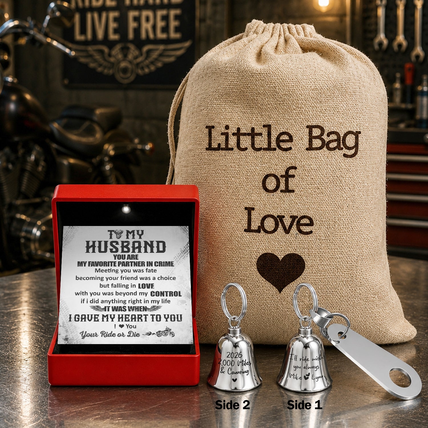 Personalized Biker Couple Guardian Bell - Gift for Husband - Ragbzz140 ...