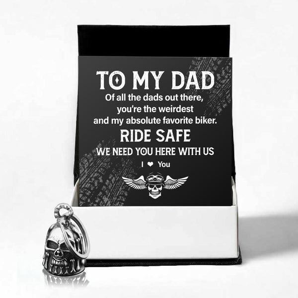 The Special Edition Chrome Skull Motorcycle Bell - Biker - To My Dad - We Need You Here With Us - Ragbbt18001