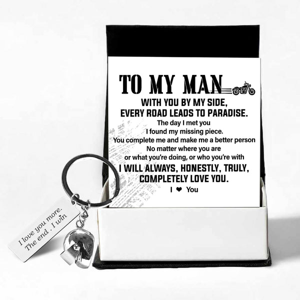 Personalized Helmet Keychain - Biker - To My Man - With You By My Side Every Road Leads To Paradise - Ragkwm26001