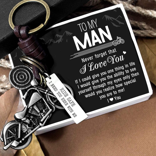 Personalized Motorcycle Keychain - To my man - Ride Safe I Need You Here With Me - Ragkx26001