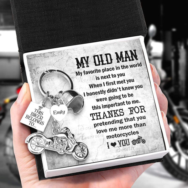 Personalized Classic Bike Keychain - Biker - To My Old Man - I Love You - Ragkt26006
