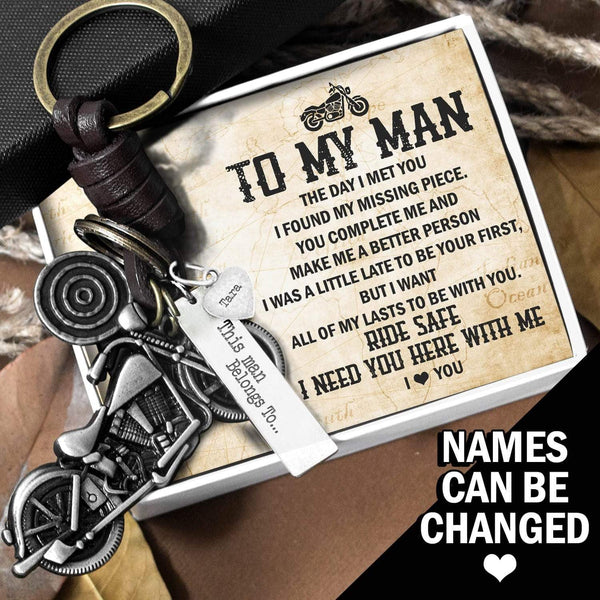 Personalized Motorcycle Keychain - Biker - To My Man - I Need You Here With Me - Ragkx26003
